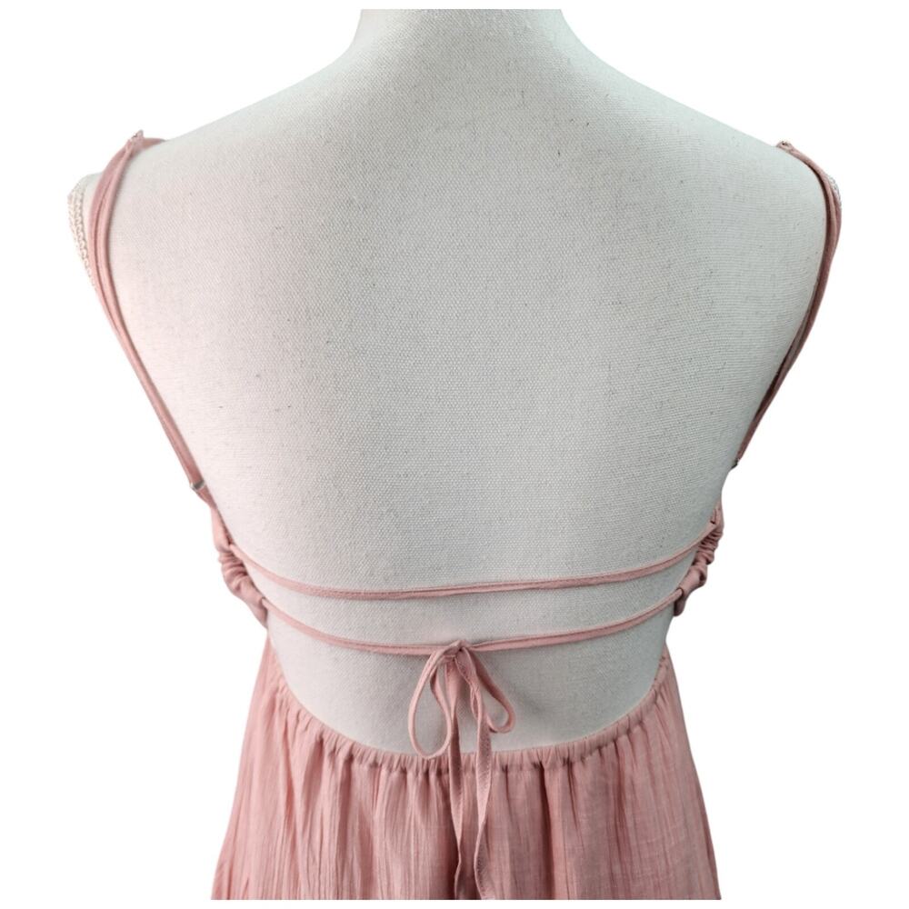 Love Tree Dress Women SMALL Pink Ruffled Crinkle Gauze Lined Beach Coastal Summe - Picture 8 of 13